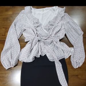 Peplum Wrapped Ruffle Blouse Juniors XL